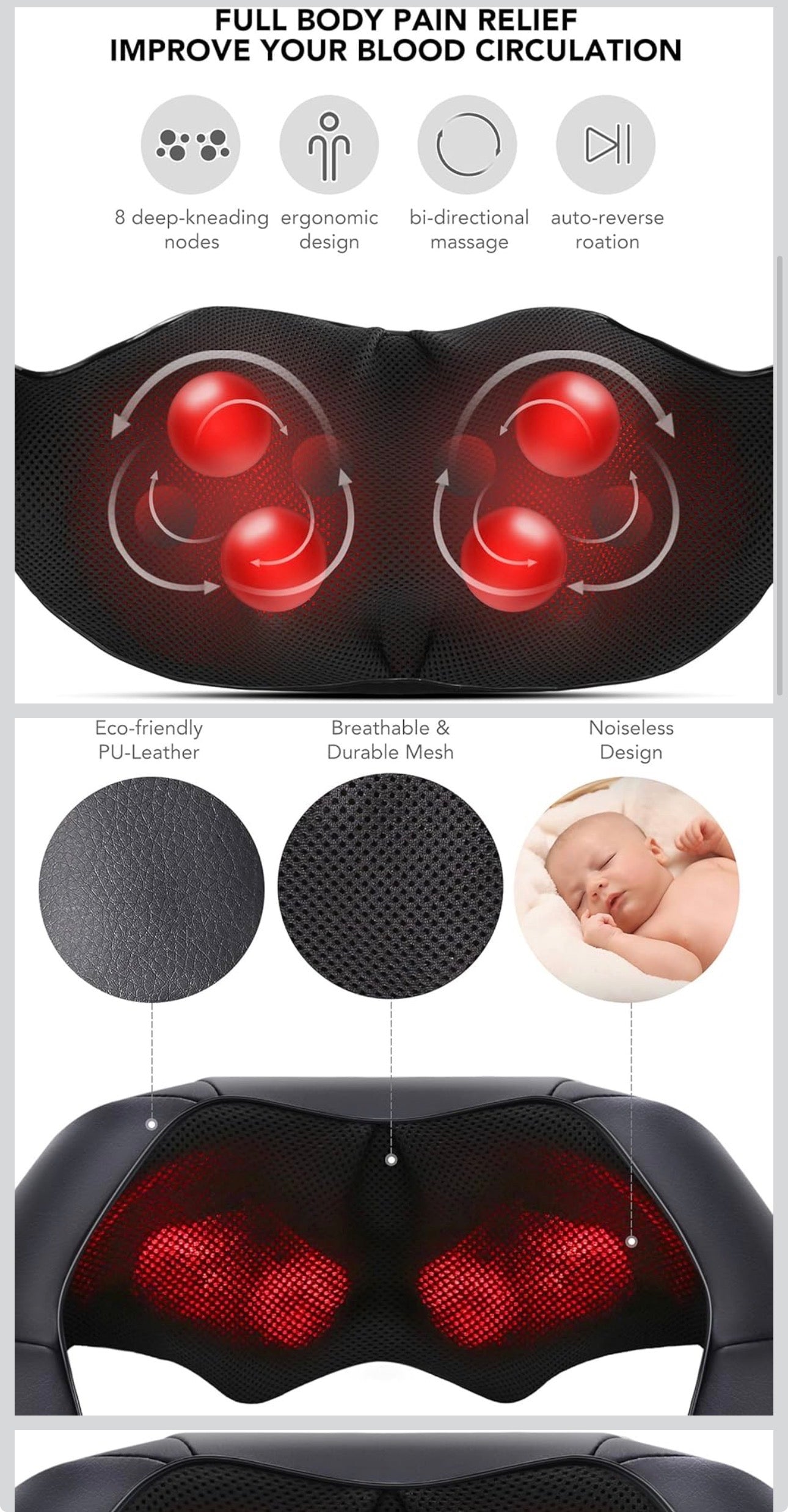 Kneading Shawl Cervical Spine Massager Shiatsu Hot Compress